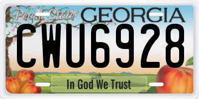 GA license plate CWU6928