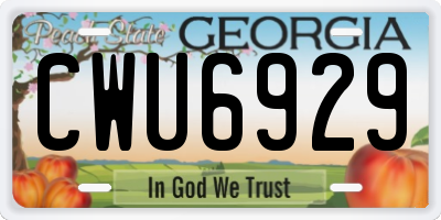 GA license plate CWU6929