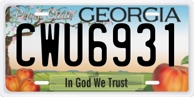 GA license plate CWU6931
