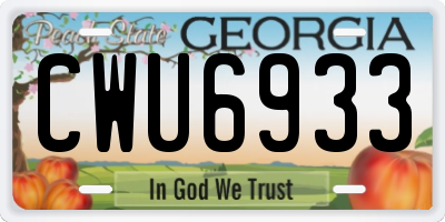 GA license plate CWU6933