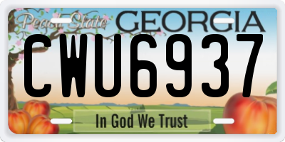 GA license plate CWU6937