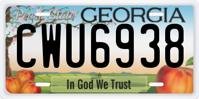 GA license plate CWU6938