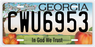 GA license plate CWU6953