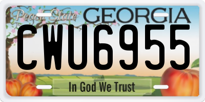 GA license plate CWU6955