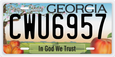 GA license plate CWU6957