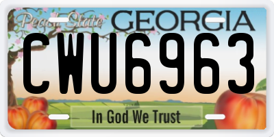 GA license plate CWU6963