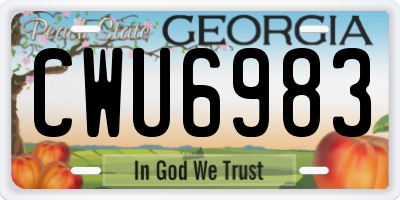 GA license plate CWU6983