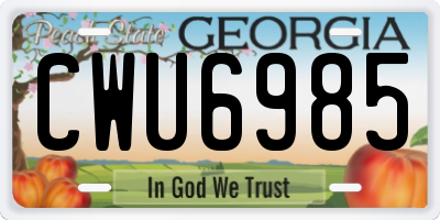 GA license plate CWU6985