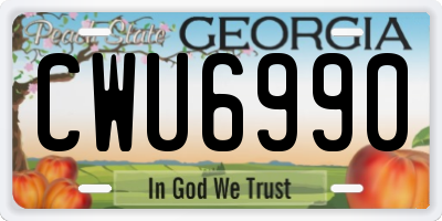 GA license plate CWU6990