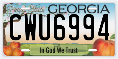 GA license plate CWU6994