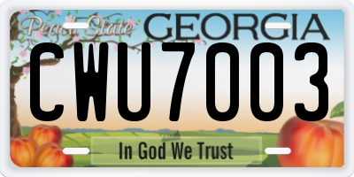 GA license plate CWU7003