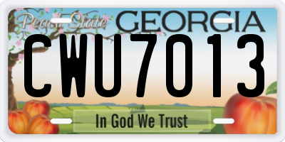 GA license plate CWU7013