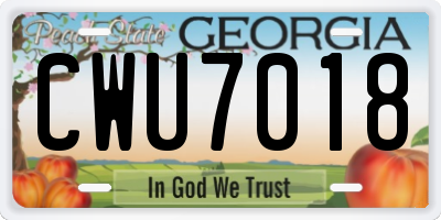 GA license plate CWU7018