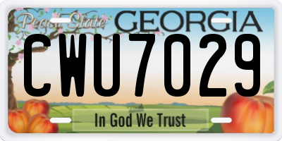 GA license plate CWU7029