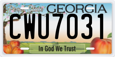 GA license plate CWU7031