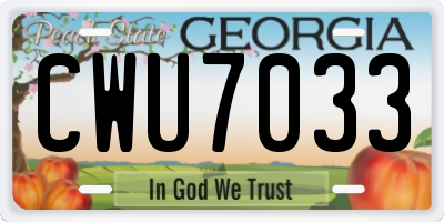 GA license plate CWU7033