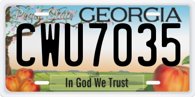 GA license plate CWU7035