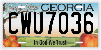 GA license plate CWU7036