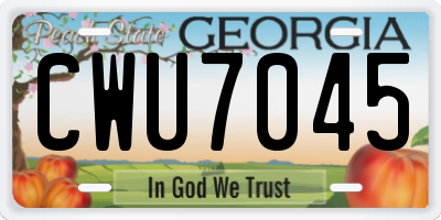 GA license plate CWU7045