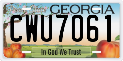 GA license plate CWU7061
