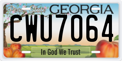 GA license plate CWU7064