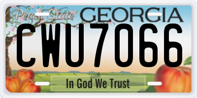 GA license plate CWU7066