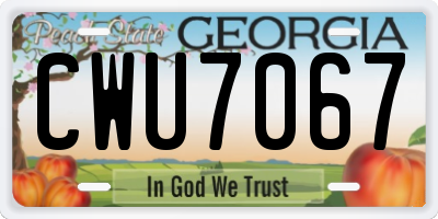 GA license plate CWU7067