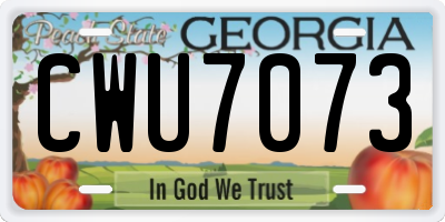 GA license plate CWU7073