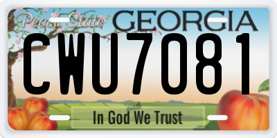 GA license plate CWU7081