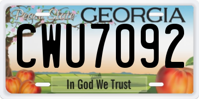 GA license plate CWU7092