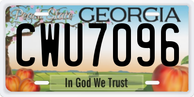 GA license plate CWU7096