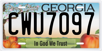 GA license plate CWU7097