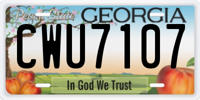 GA license plate CWU7107