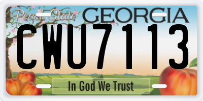GA license plate CWU7113