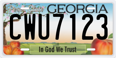GA license plate CWU7123