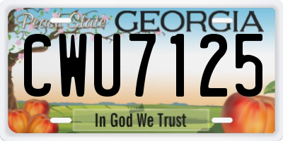 GA license plate CWU7125