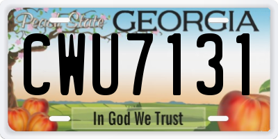 GA license plate CWU7131