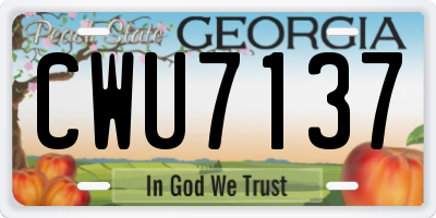 GA license plate CWU7137