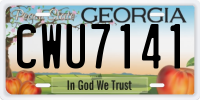 GA license plate CWU7141