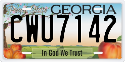 GA license plate CWU7142