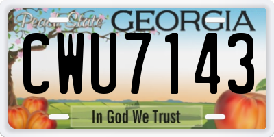 GA license plate CWU7143