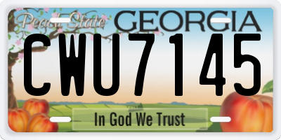 GA license plate CWU7145