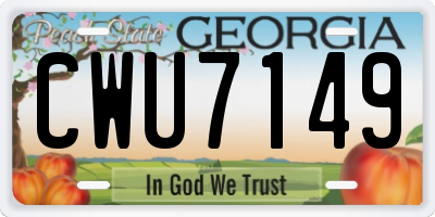 GA license plate CWU7149