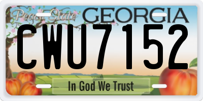 GA license plate CWU7152