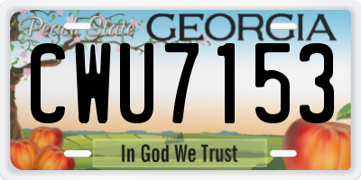 GA license plate CWU7153