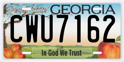GA license plate CWU7162