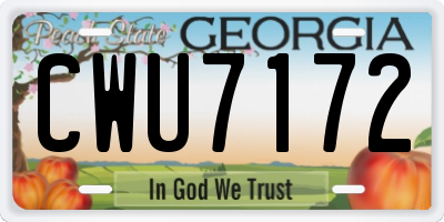 GA license plate CWU7172