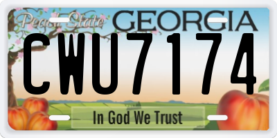 GA license plate CWU7174