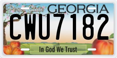 GA license plate CWU7182