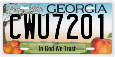 GA license plate CWU7201